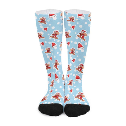 Unisex Long Socks - Santa Snowboarding - Festive Style