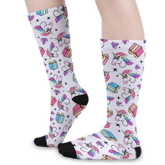 Unisex Long Socks - Unicorn Pattern - Festive Style