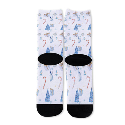 Unisex Long Socks - Watercolour Blue - Festive Style