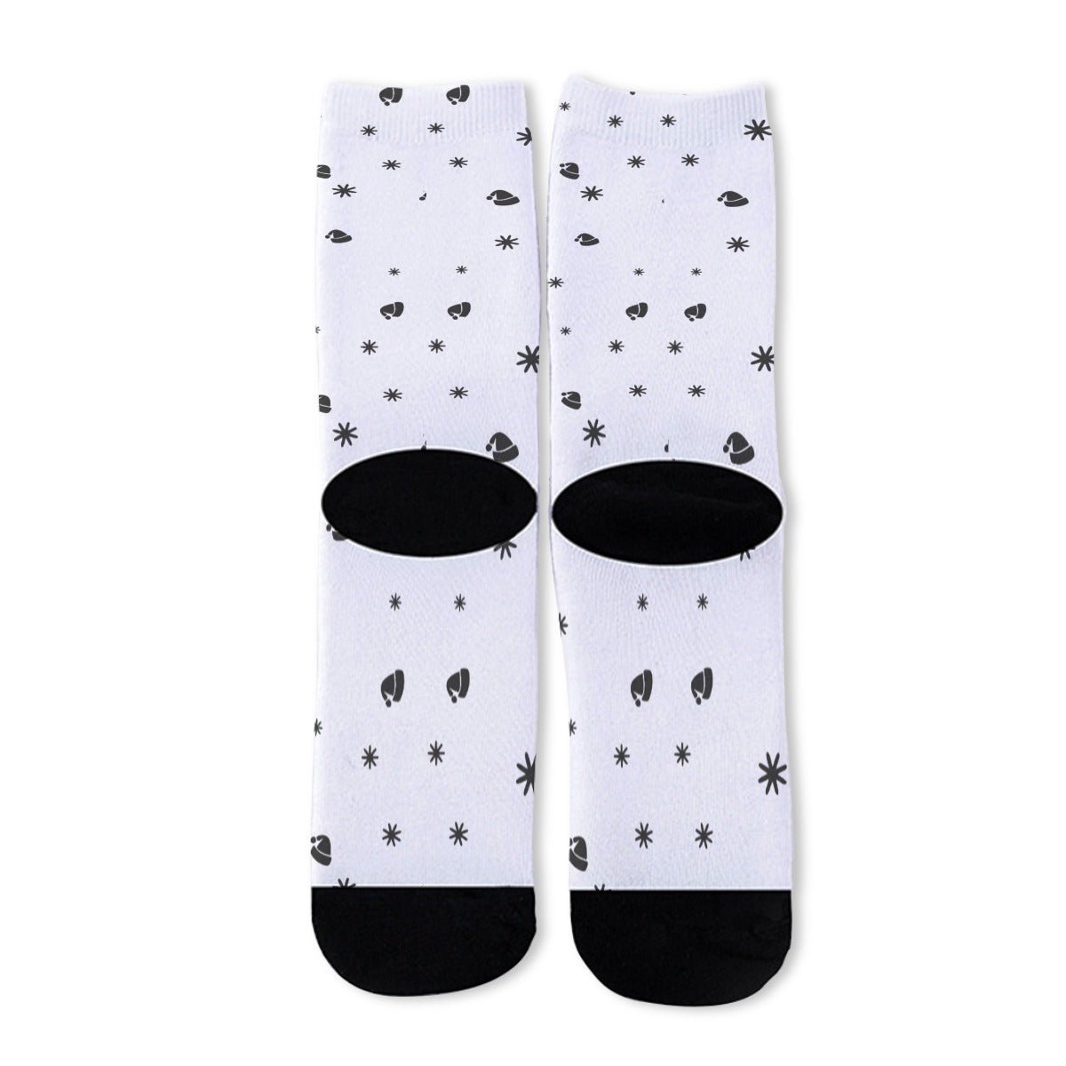 Unisex Long Socks - White - Hats and Snowflakes - Festive Style