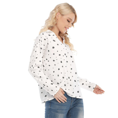Women's Christmas Blouse - Snowflakes and Hats - Festive Style