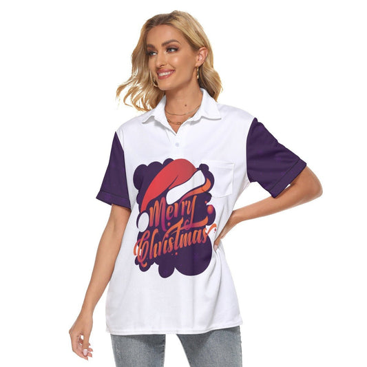 Women's Christmas Polo T-Shirt - MC Purple - Festive Style