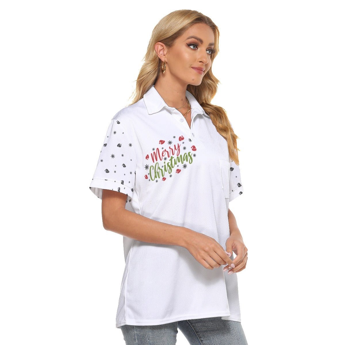 Women's Christmas Polo T-Shirt - Merry Christmas - Festive Style