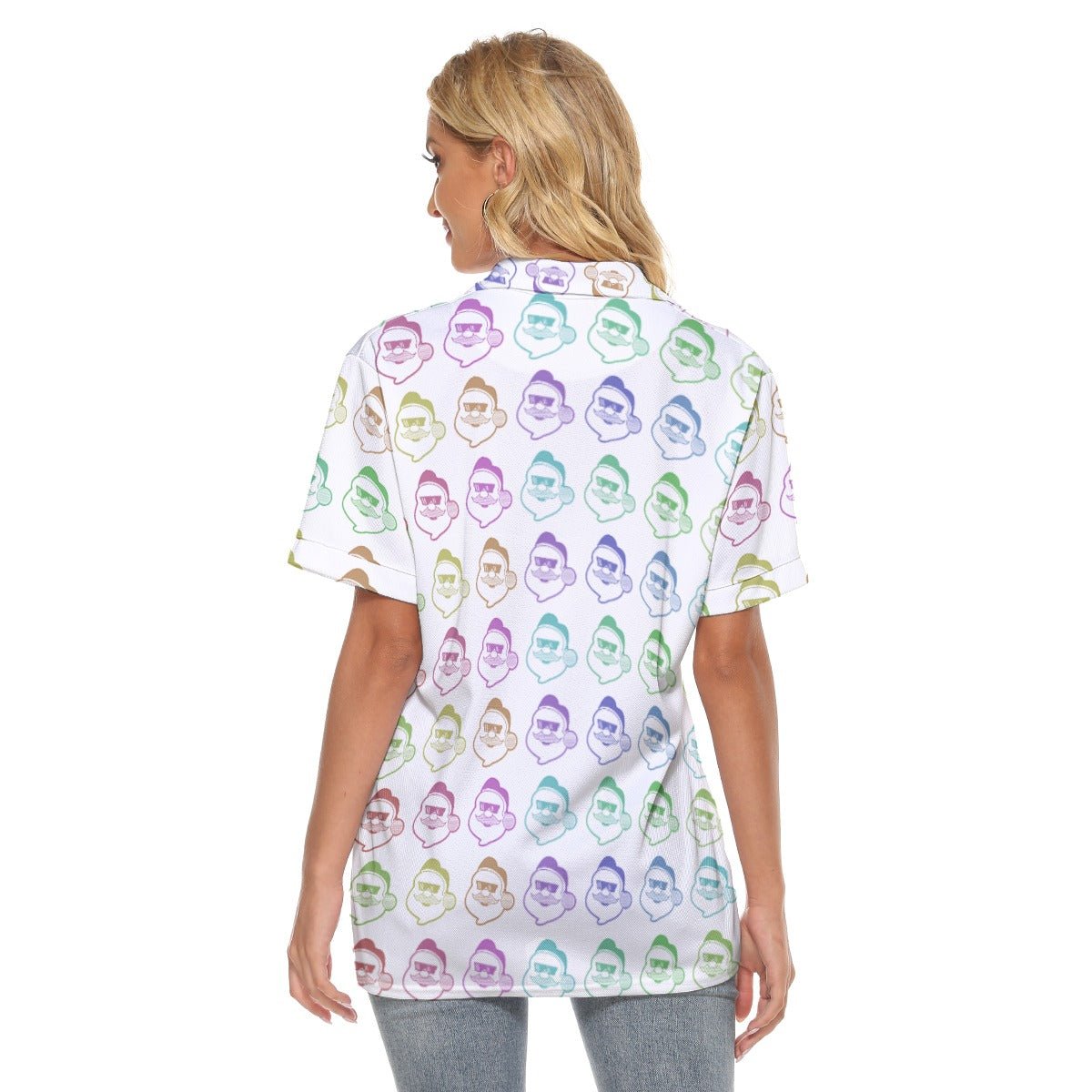 Women's Christmas Polo T-Shirt - Rainbow - Boss Santa - Festive Style