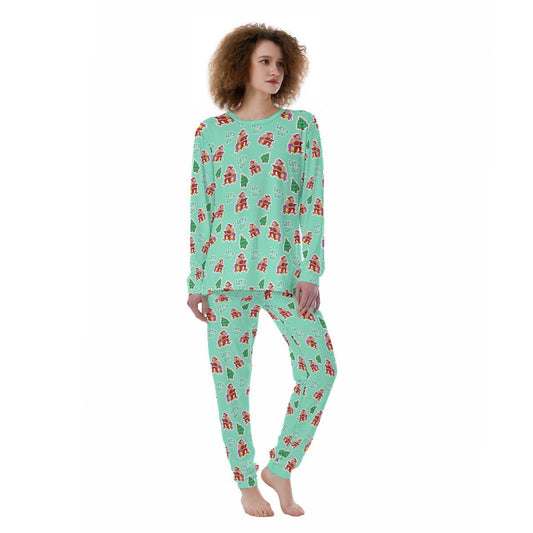 Women's Christmas Pyjamas - Green "Let's Go!" - Festive Style