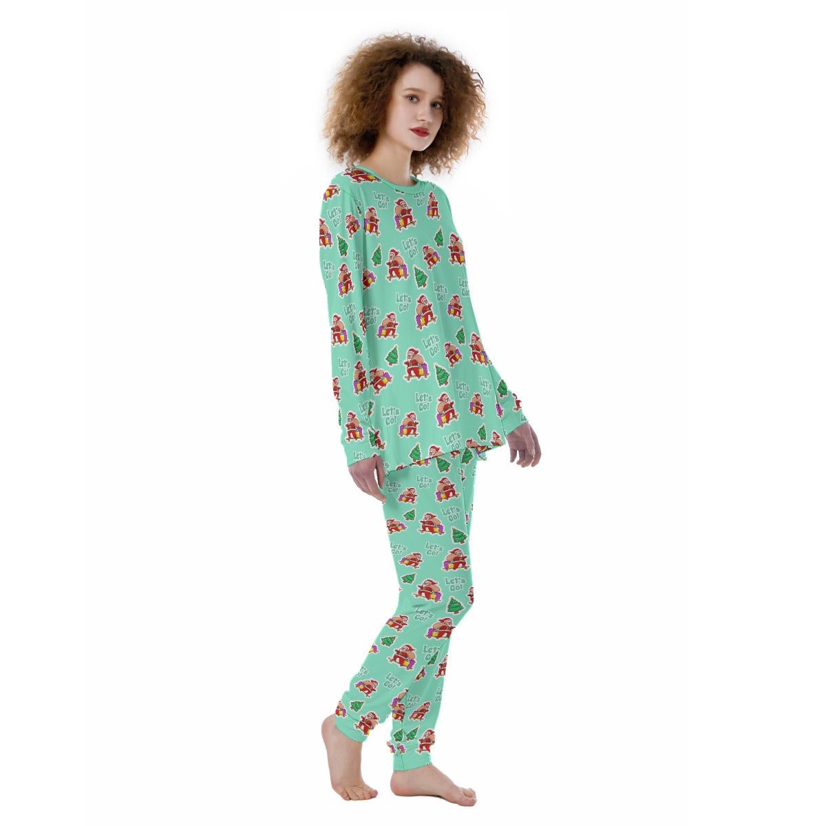 Women's Christmas Pyjamas - Green "Let's Go!" - Festive Style