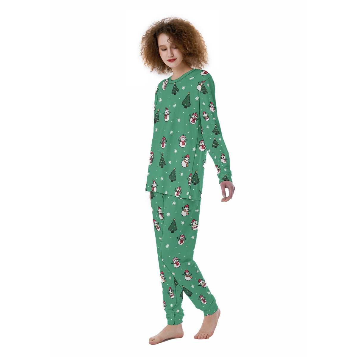 Women's Christmas Pyjamas - Green Snowman - Festive Style