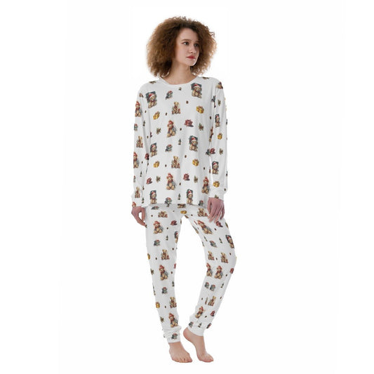 Women's Christmas Pyjamas - Watercolour Teddies - Festive Style
