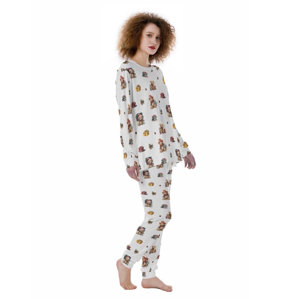 Women's Christmas Pyjamas - Watercolour Teddies - Festive Style