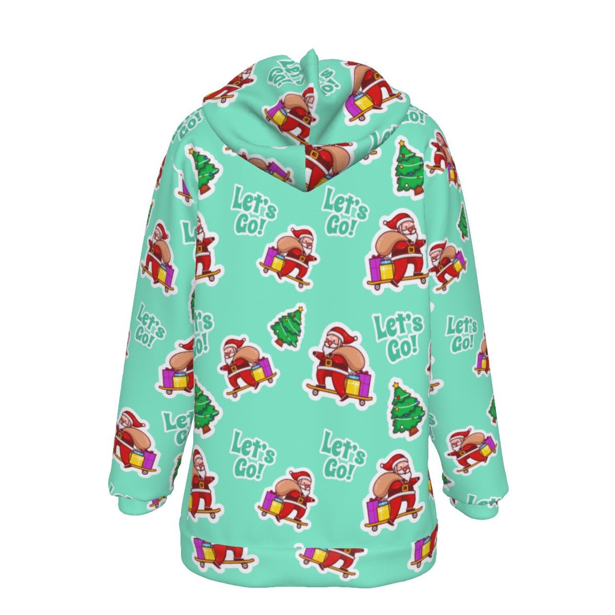 Women's Fleece Christmas Hoodie - Green "Let's Go" - Festive Style