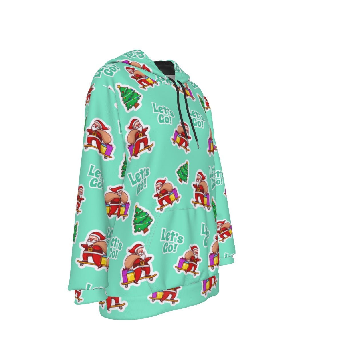 Women's Fleece Christmas Hoodie - Green "Let's Go" - Festive Style