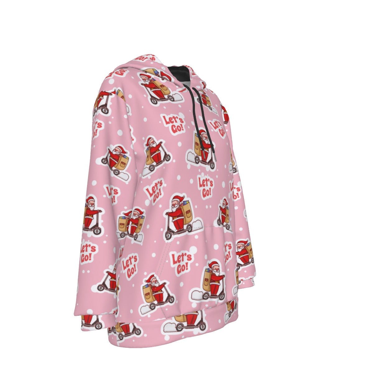 Women's Fleece Christmas Hoodie - Pink "Let's Go" - Festive Style