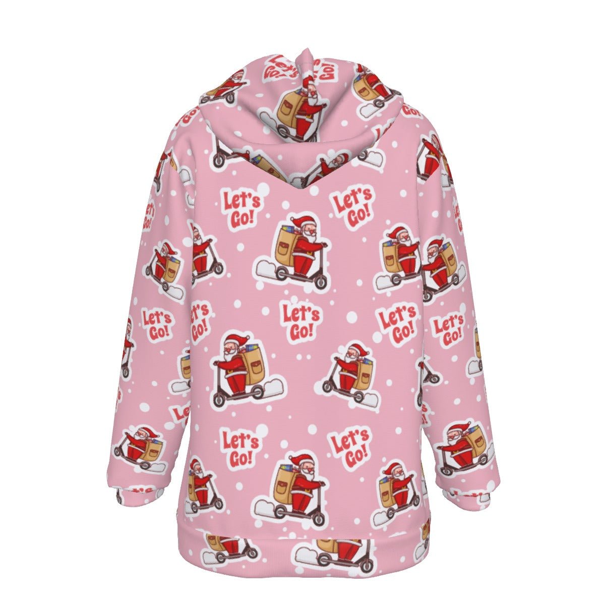 Women's Fleece Christmas Hoodie - Pink "Let's Go" - Festive Style