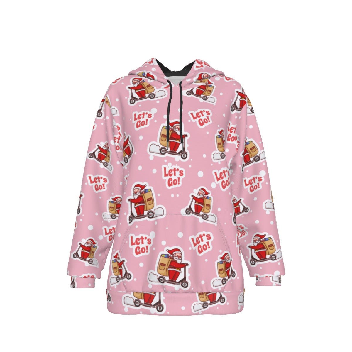 Women's Fleece Christmas Hoodie - Pink "Let's Go" - Festive Style