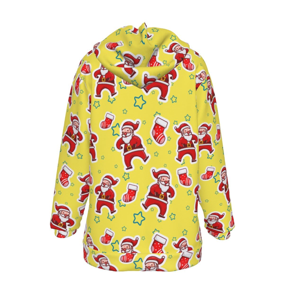 Women's Fleece Christmas Hoodie - Santa and Stars - Festive Style