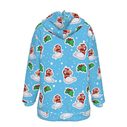 Women's Fleece Christmas Hoodie - Santa Cloud - Festive Style