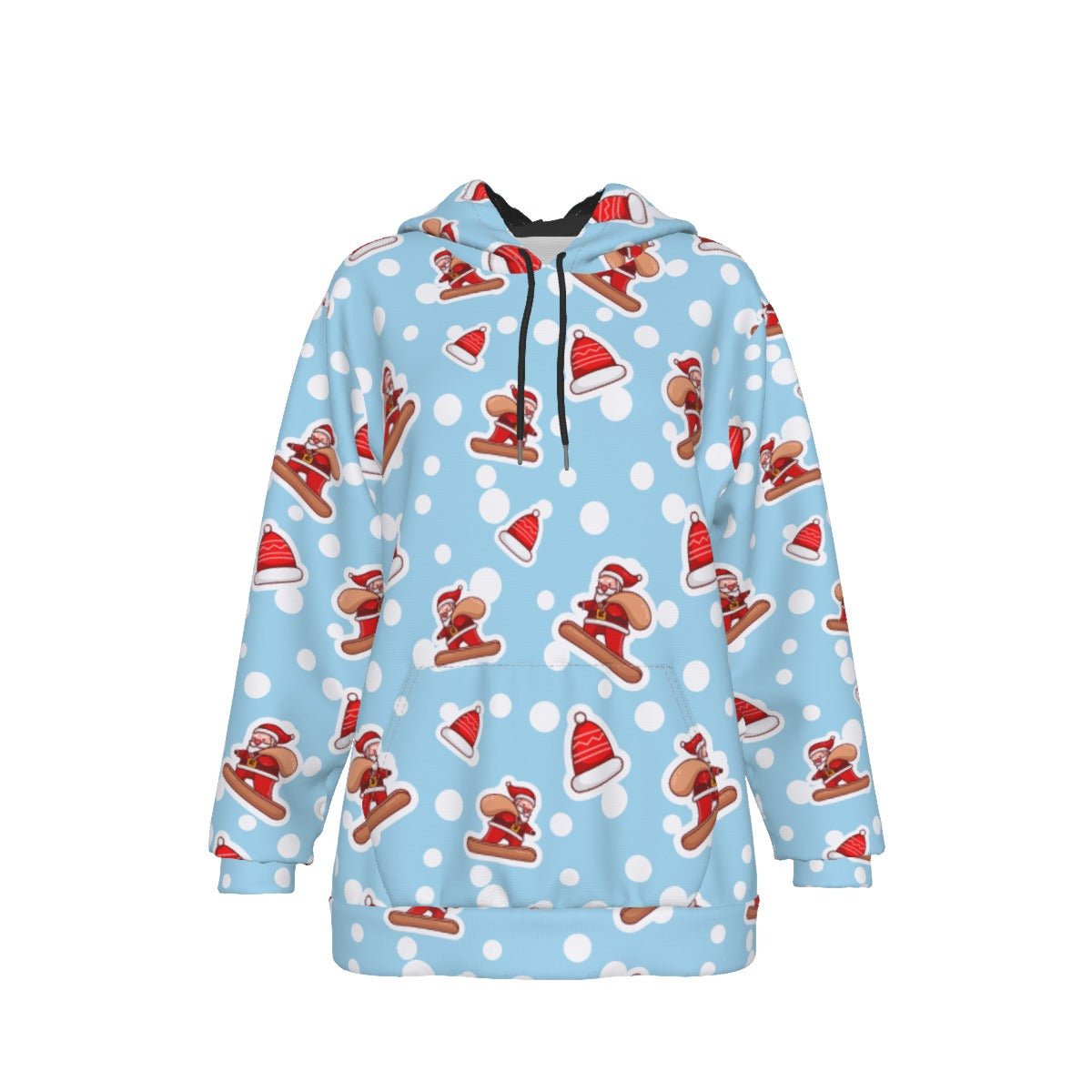 Women's Fleece Christmas Hoodie - Santa Snowboarding - Festive Style