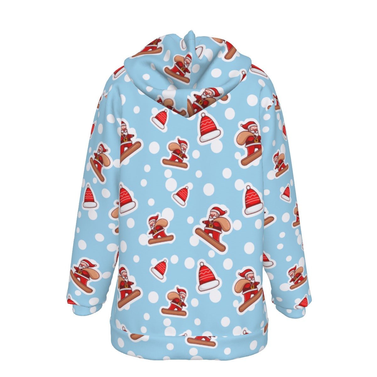 Women's Fleece Christmas Hoodie - Santa Snowboarding - Festive Style