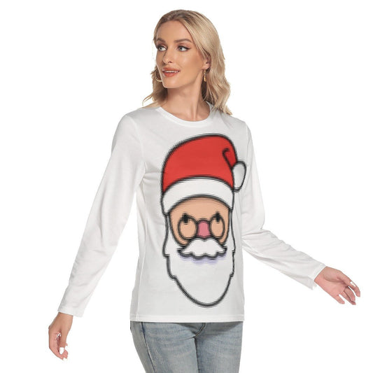 Women's Long Sleeve Christmas T-shirt - Blurred Santa - Festive Style