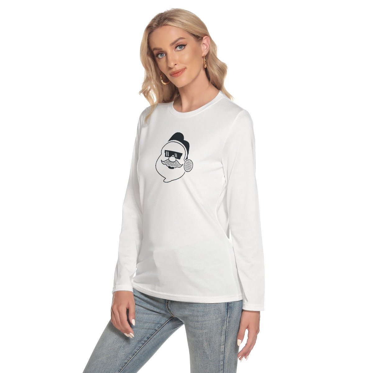 Women's Long Sleeve Christmas T-shirt - Boss Santa - Festive Style