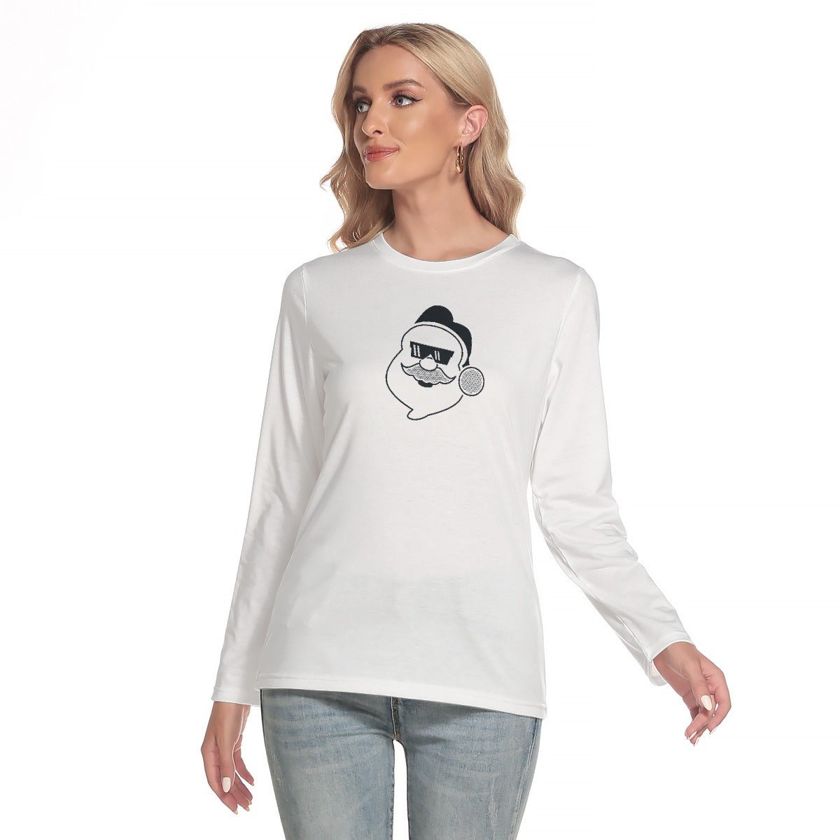 Women's Long Sleeve Christmas T-shirt - Boss Santa - Festive Style