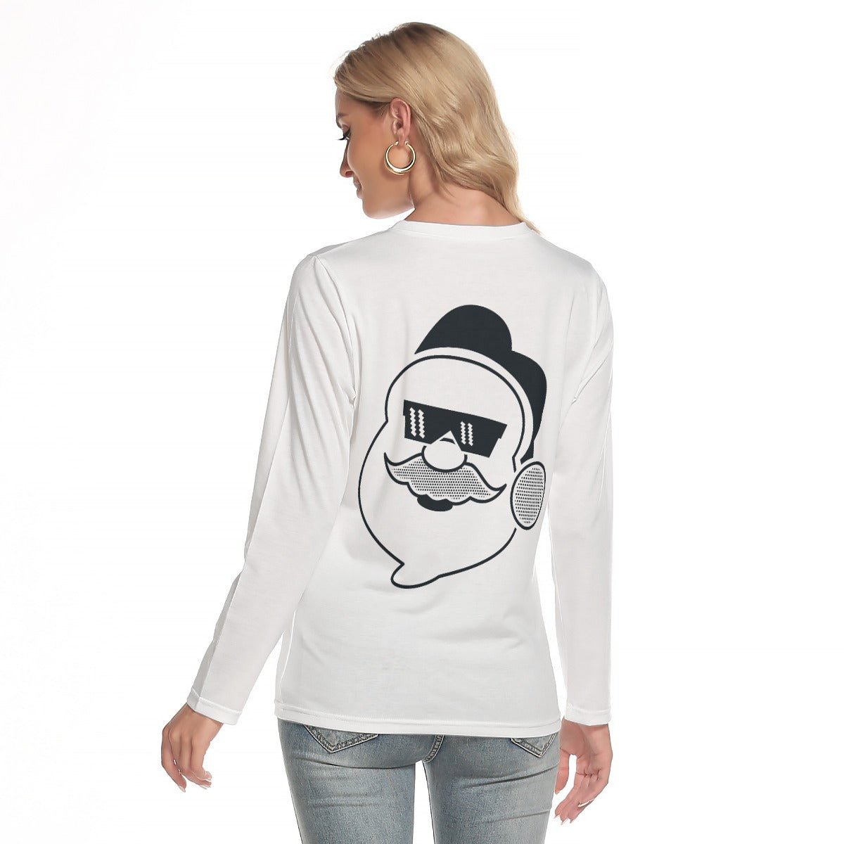 Women's Long Sleeve Christmas T-shirt - Boss Santa - Festive Style