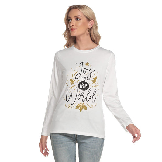 Women's Long Sleeve Christmas T-shirt - Joy to the World - Festive Style