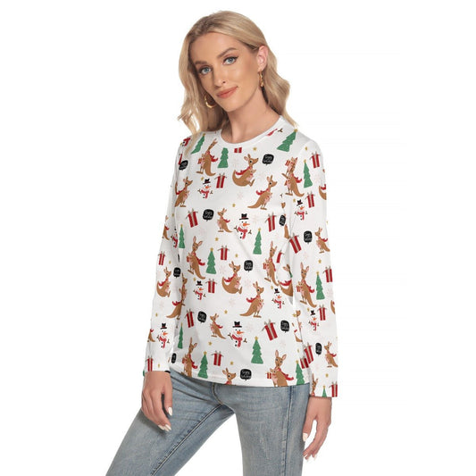 Women's Long Sleeve Christmas T-shirt - Kangaroos - Festive Style