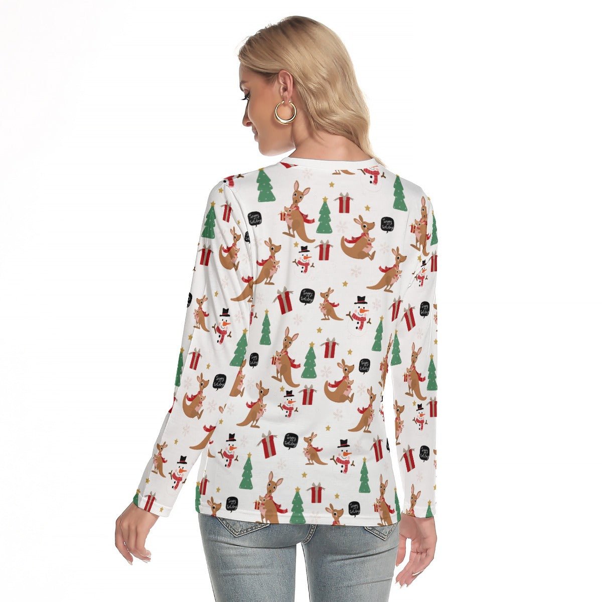 Women's Long Sleeve Christmas T-shirt - Kangaroos - Festive Style