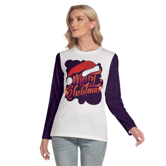 Women's Long Sleeve Christmas T-shirt - MC Purple - Festive Style