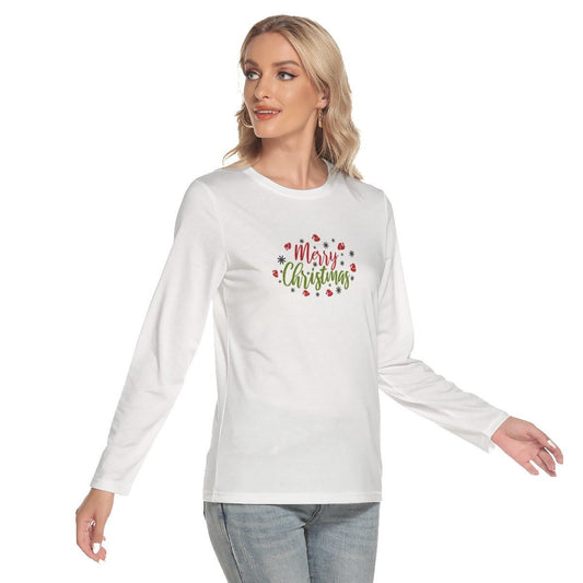Women's Long Sleeve Christmas T-shirt - Merry Christmas - Festive Style