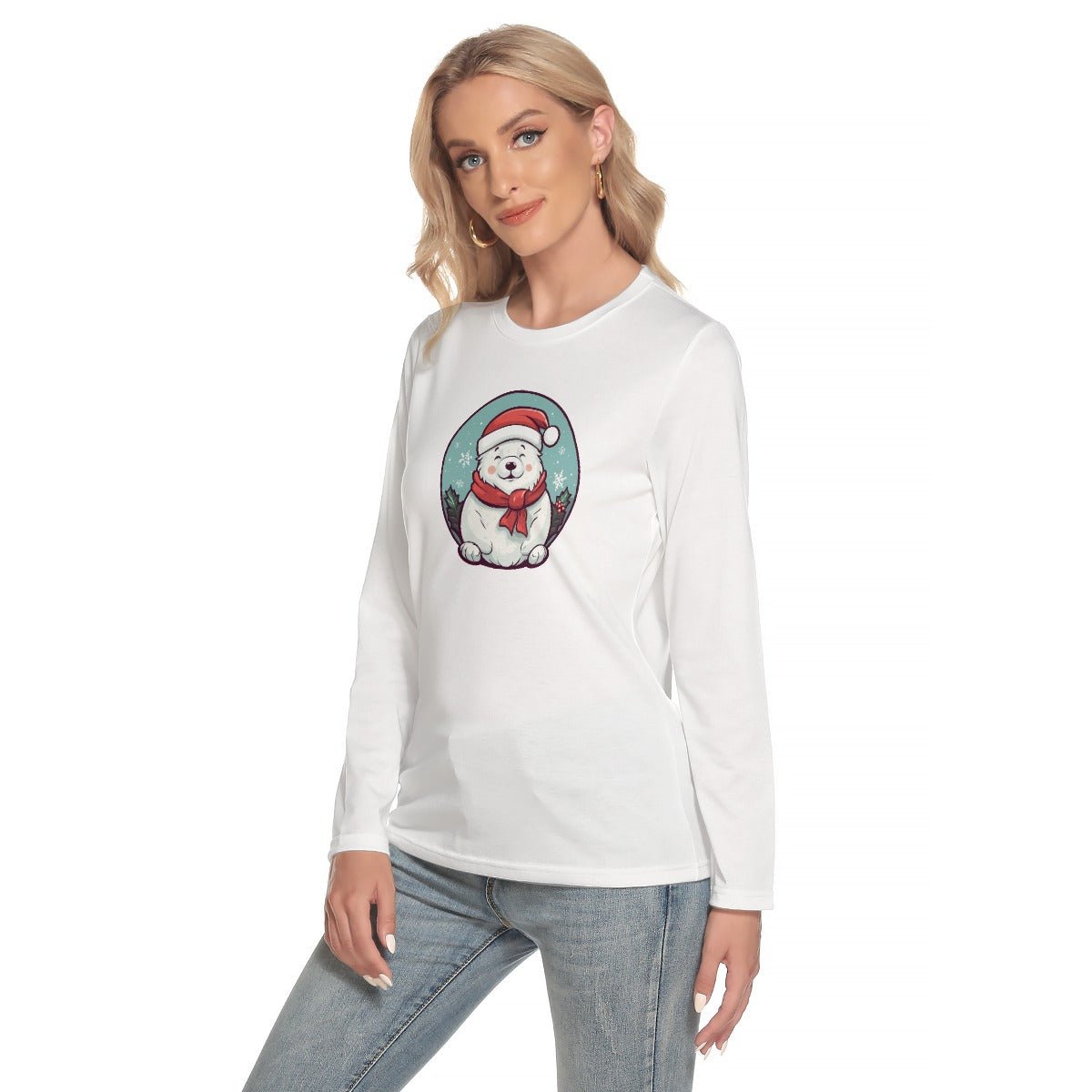Women's Long Sleeve Christmas T-shirt - Polar Bear - Festive Style