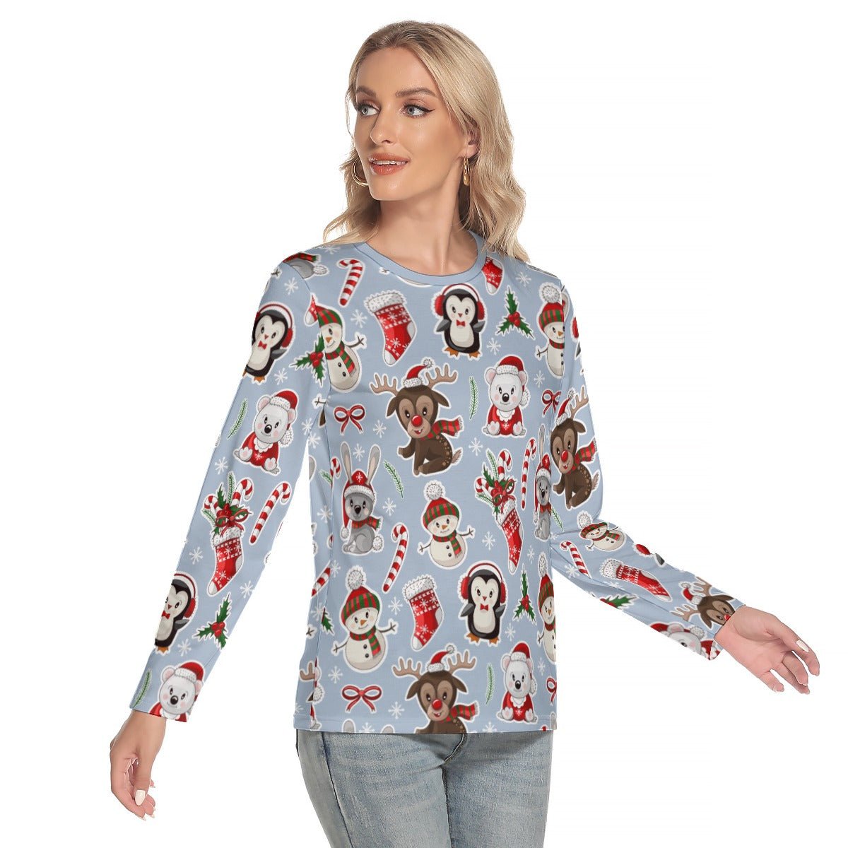 Women's Long Sleeve Christmas T-shirt - Polar Kawaii - Festive Style