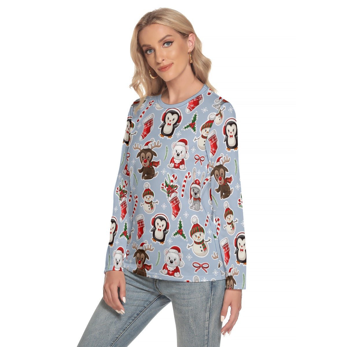 Women's Long Sleeve Christmas T-shirt - Polar Kawaii - Festive Style