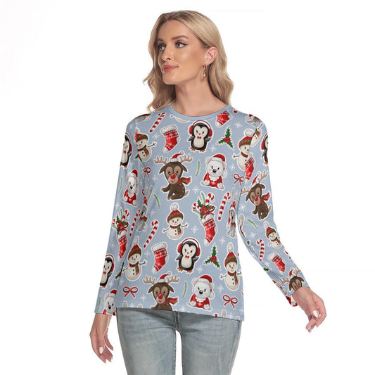 Women's Long Sleeve Christmas T-shirt - Polar Kawaii - Festive Style