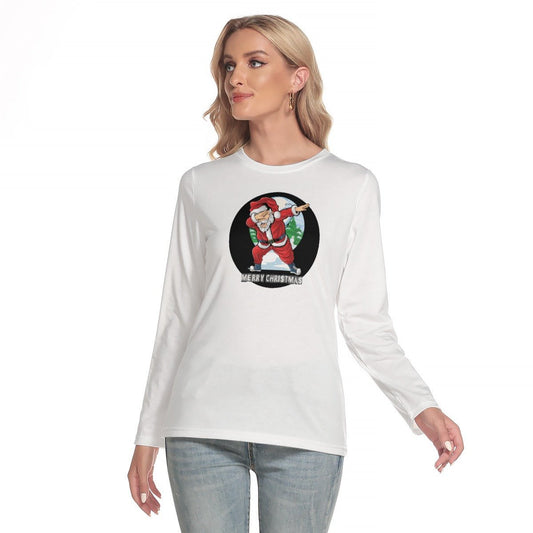 Women's Long Sleeve Christmas T-shirt - Santa Dab Logo - Festive Style