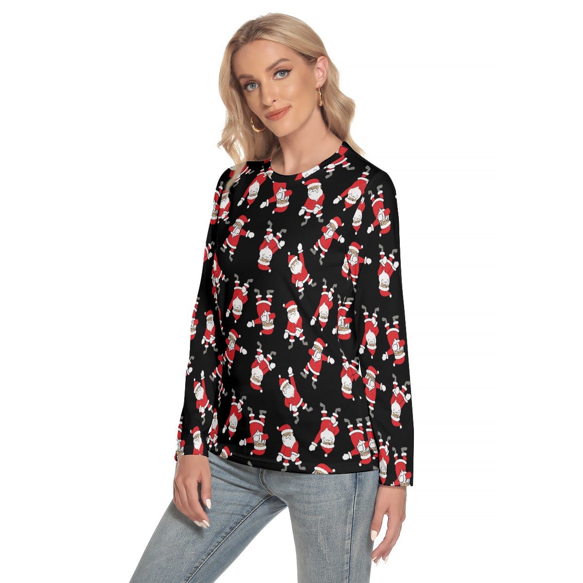 Women's Long Sleeve Christmas T-shirt - Santa Dabs - Festive Style