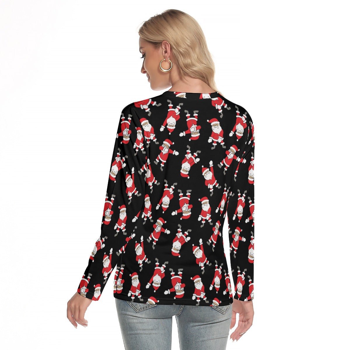 Women's Long Sleeve Christmas T-shirt - Santa Dabs - Festive Style