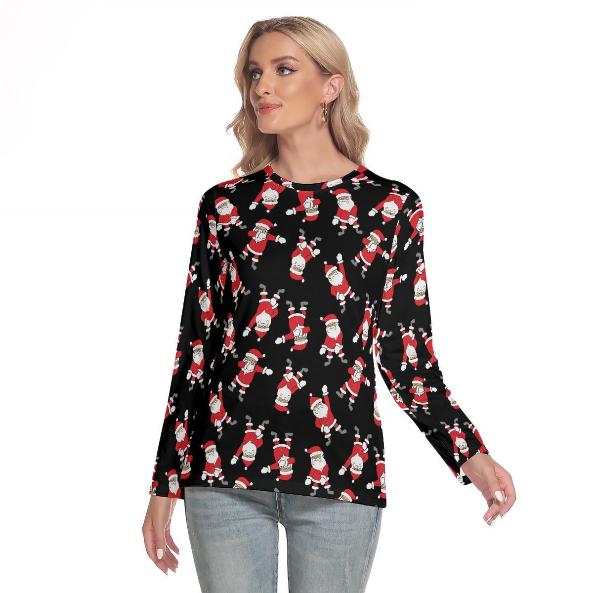 Women's Long Sleeve Christmas T-shirt - Santa Dabs - Festive Style