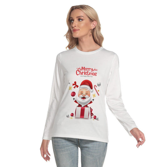 Women's Long Sleeve Christmas T-shirt - Santa MC HNE - Festive Style