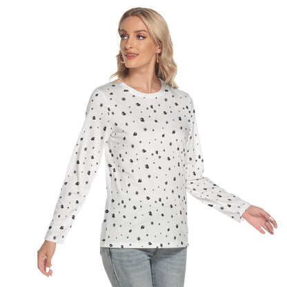 Women's Long Sleeve Christmas T-shirt - Snowflakes and Hats - Festive Style