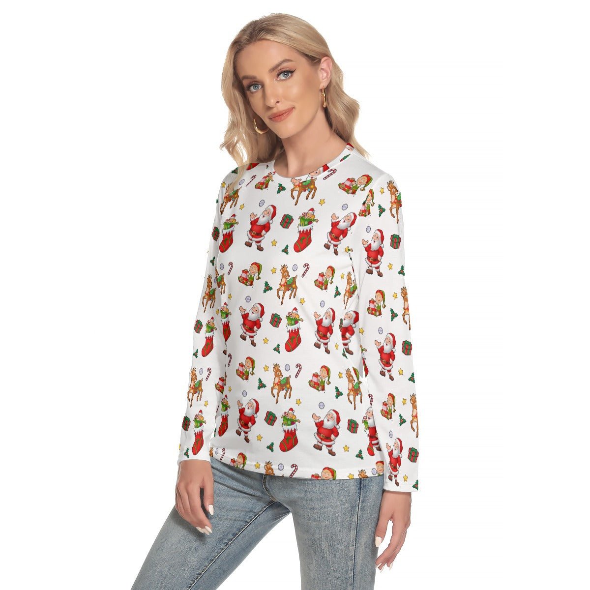 Women's Long Sleeve Christmas T-shirt - Traditional - Festive Style