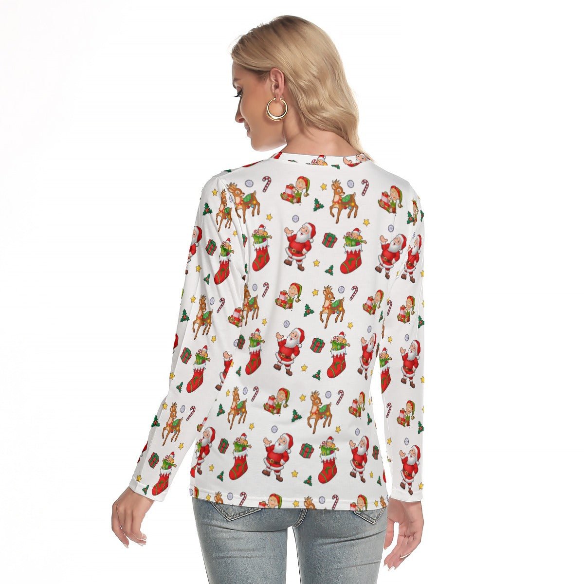 Women's Long Sleeve Christmas T-shirt - Traditional - Festive Style