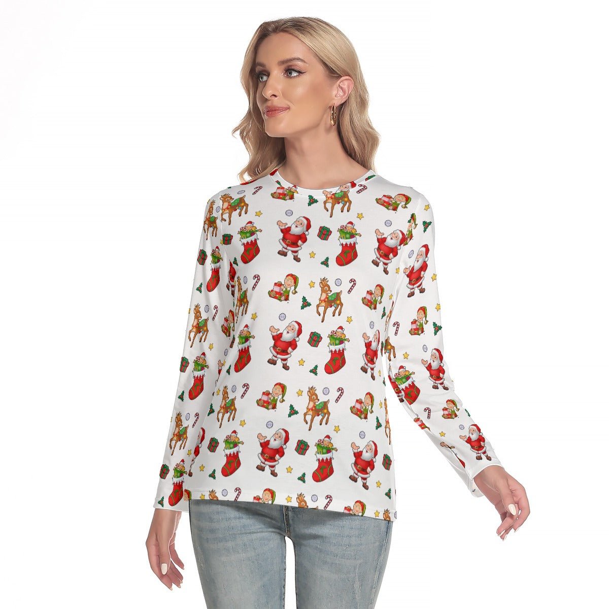 Women's Long Sleeve Christmas T-shirt - Traditional - Festive Style
