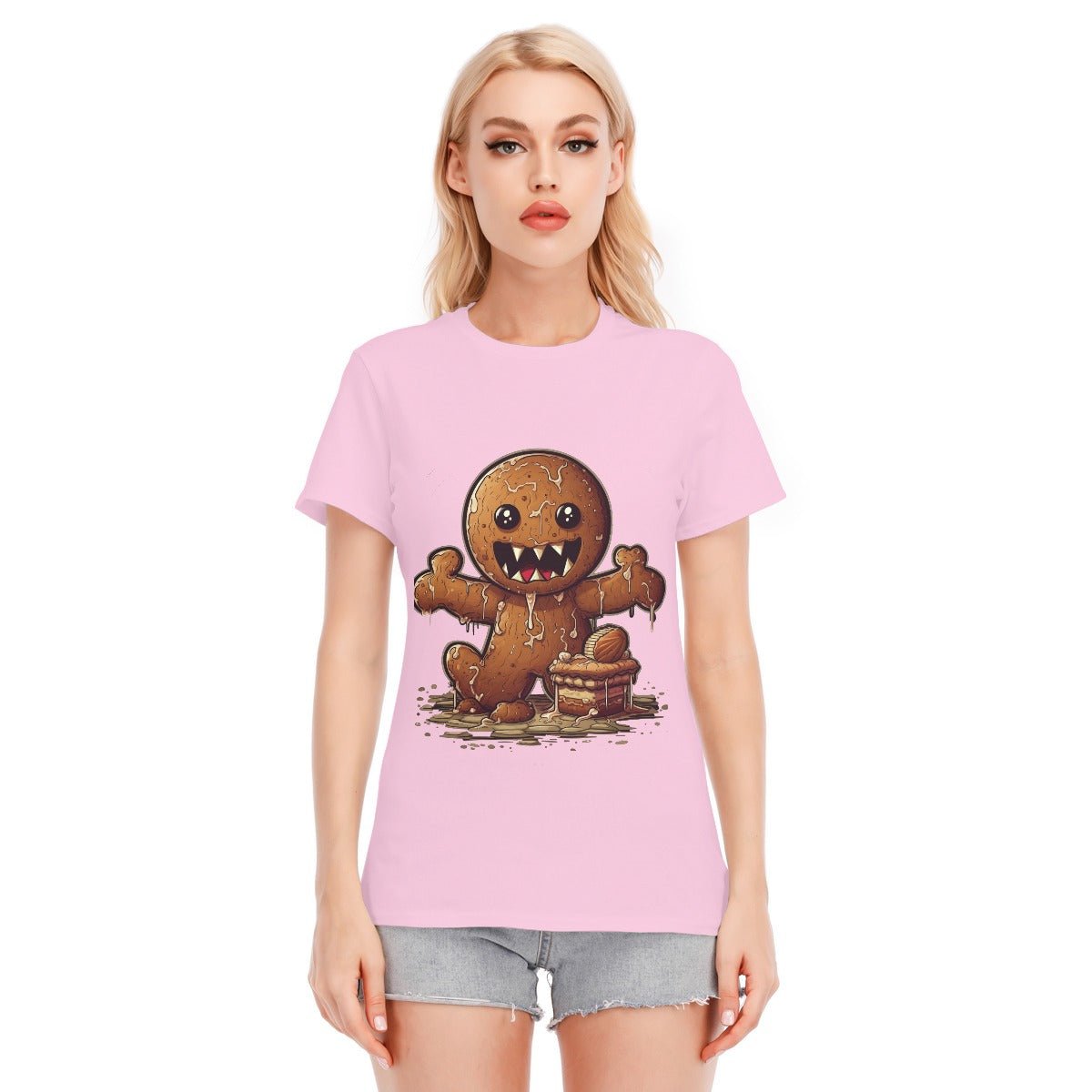 Women's Short Sleeve Christmas Tee - Evil Gingerbread Man - Festive Style