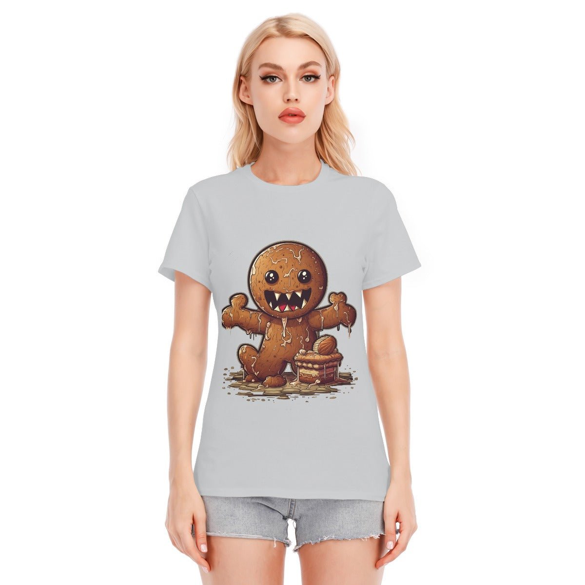 Women's Short Sleeve Christmas Tee - Evil Gingerbread Man - Festive Style