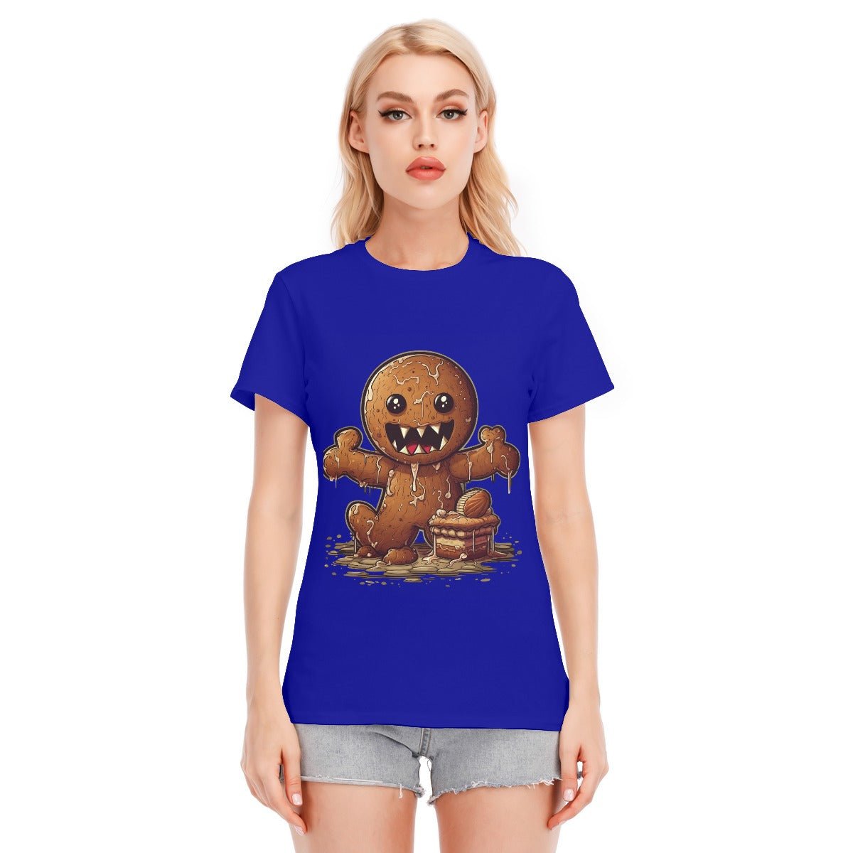 Women's Short Sleeve Christmas Tee - Evil Gingerbread Man - Festive Style