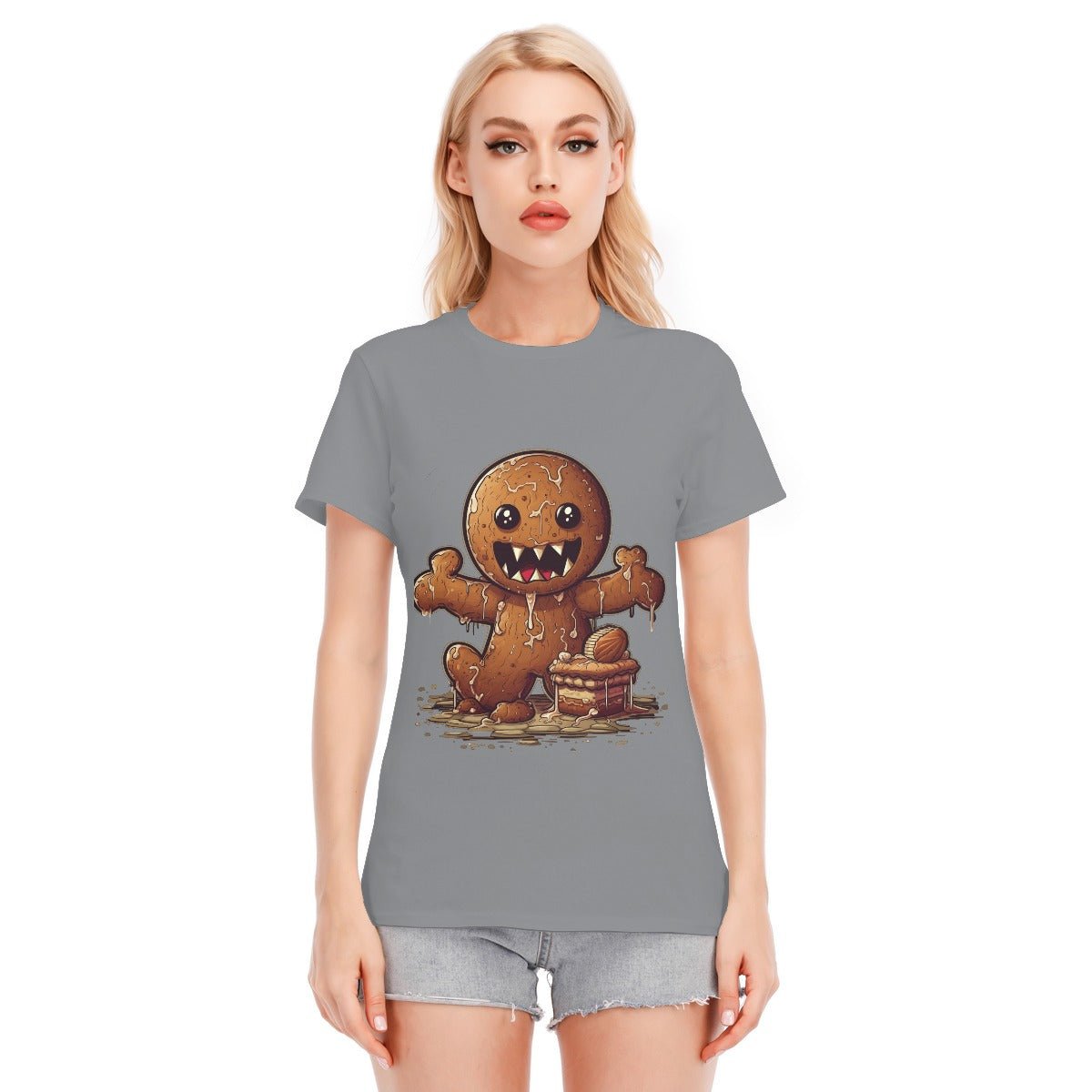 Women's Short Sleeve Christmas Tee - Evil Gingerbread Man - Festive Style
