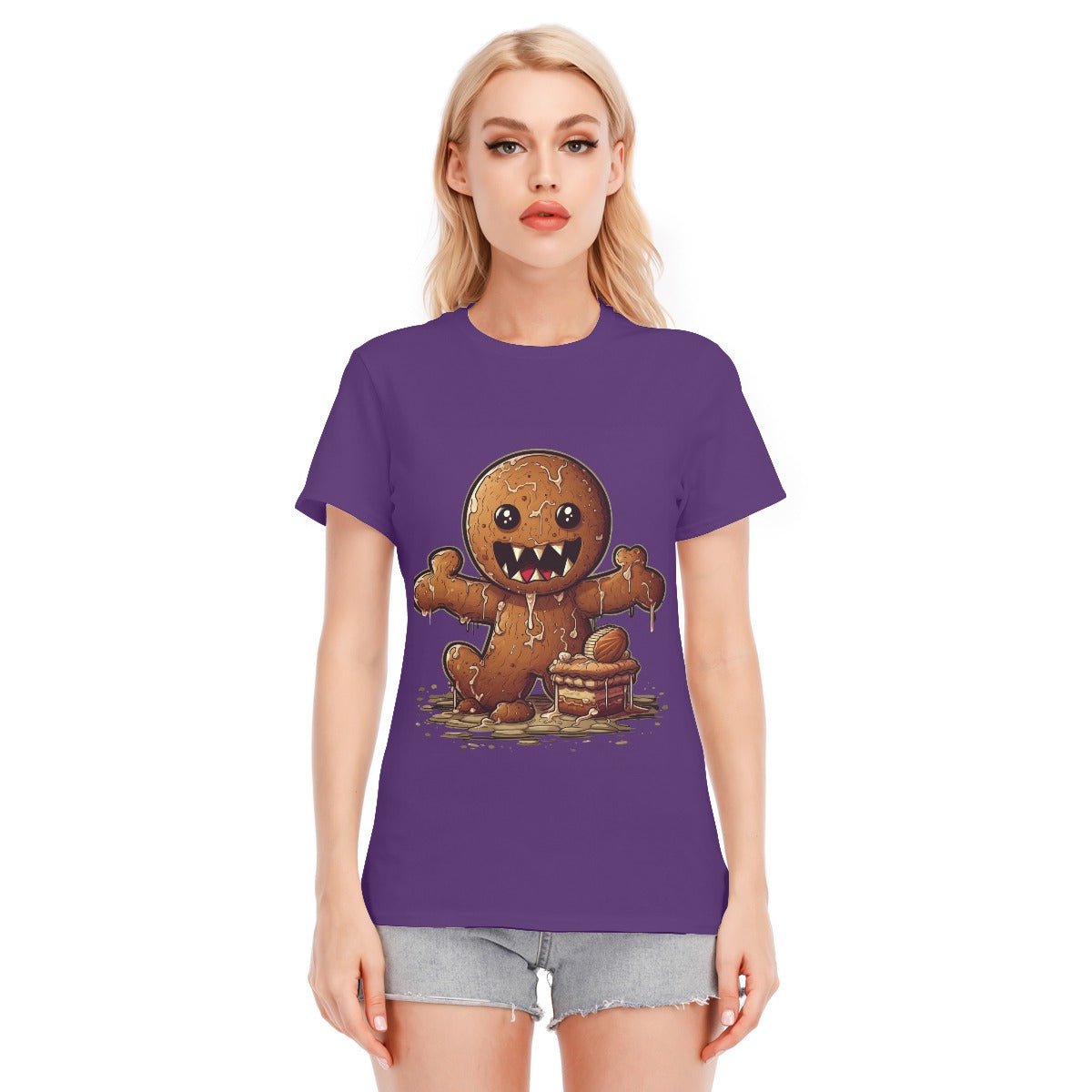 Women's Short Sleeve Christmas Tee - Evil Gingerbread Man - Festive Style