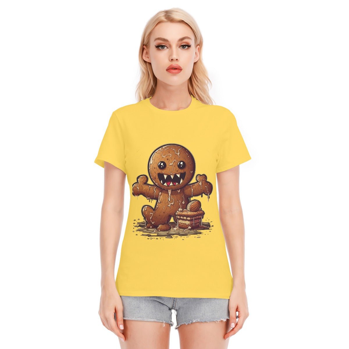 Women's Short Sleeve Christmas Tee - Evil Gingerbread Man - Festive Style